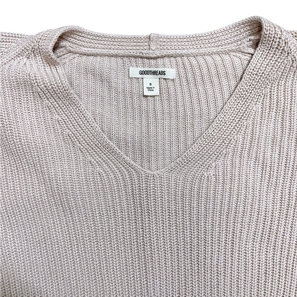 Goodthreads Women's Blush Pink V-Neck Sweater - 100% Cotton- Size Small - Picture 9 of 13